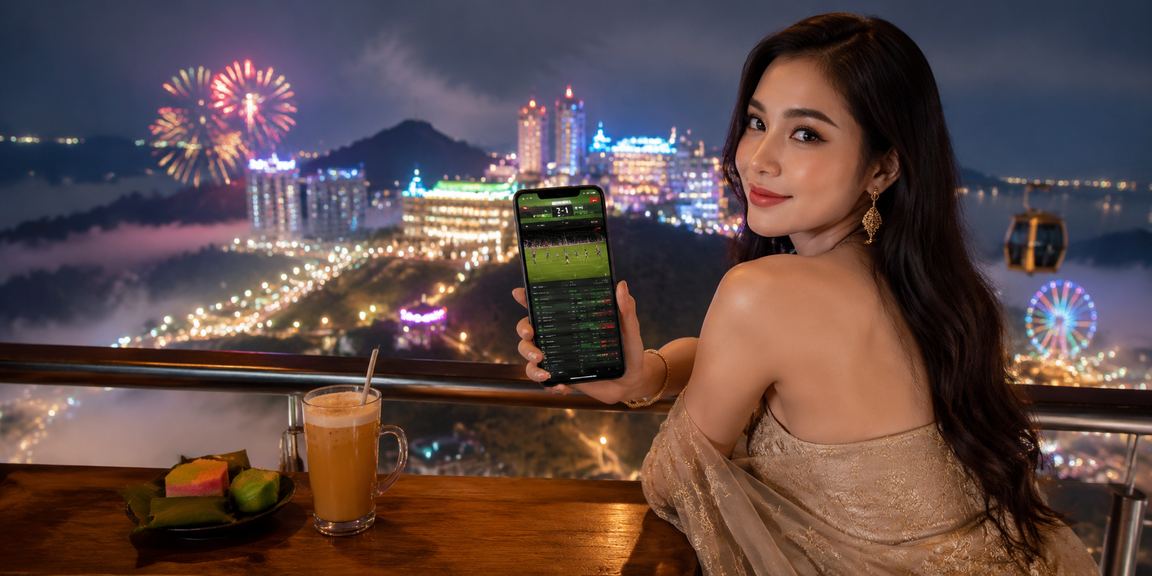 Pengguna mengakses platform sukan mudah alih di Genting Highlands Malaysia